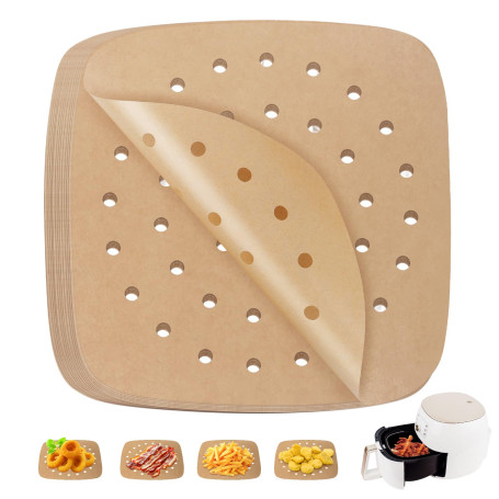 200 Papier Sulfurisé Air Fryer,Perforé Papier Cuisson Air Fryer,Jetable Antiadhésive Sans Huile Papier Parchemin Accessoires pou