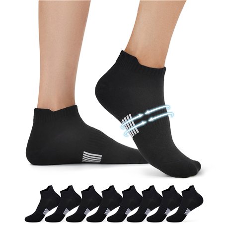 FALARY Chaussettes de sport pour hommes et femmes 8 paires Chaussettes de course Chaussettes en coton respirantes Chaussettes co