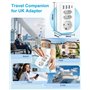 7 en 1 Adaptateur Prise Anglaise, Prise Anglaise Adapteur Francais Adaptateur Voyage avec 3USB & 1 USB C et 3 Prises, Adaptateur