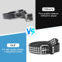 NAROSEBE Lot de 2 Ceinture à Clous, Noir et Blanc, Ceinture Cloutée Ceintures en Cuir Unisexe Ceinture à Rivets Ceinture Punk en