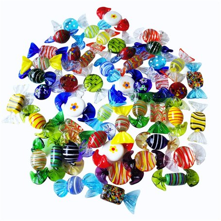 24 pcs Vintage Murano Style Divers Bonbons en Verre Ornement De Bonbons pour La Fête À La Maison De Mariage De Noël Noël Festiva
