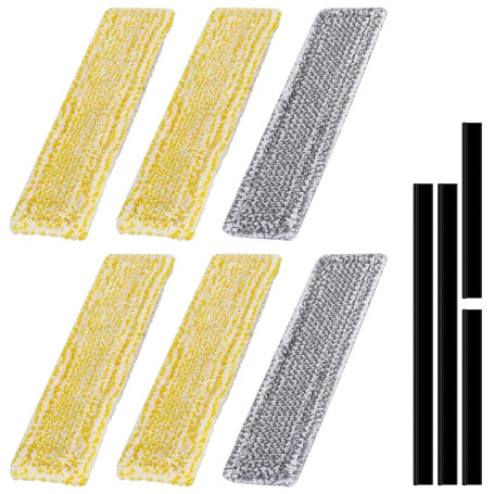 6 Pcs Accessoires de Serpillère en Microfibre et 4 Raclette de Fenêtre