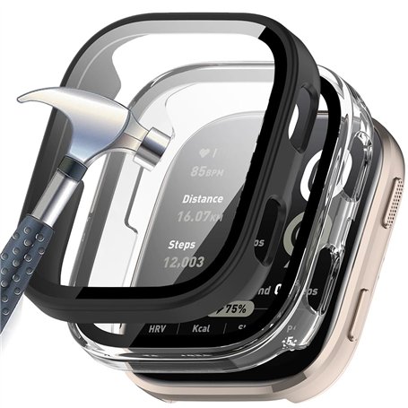 Acadey 2 pièces Coque Protection Écran en Verre Trempé + PC Bumper Compatible avec Amazfit Bip 6 Anti-Rayure Protecteur Étui pou