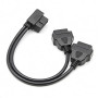 GFFG Câble de Diagnostic OBD2, Voiture 16 Broches OBDII mâle à Deux Femelles Adaptateur de connecteur de câble d'extension Adapt