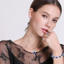 XFSRG Ensemble de Bijoux Fantaisie Femme Collier Bracelet Bague et Boucles d'Oreilles en avec Pendentif en Cristal Bleu Parure B