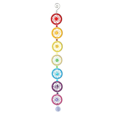 iPobie 7 Chakras Attrape Rêves Arc en Ciel avec Prismes en Cristal pour Fenêtre de Voiture Décoration la Maison Murale à Suspend