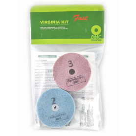 BMC VIRGINIA FAST Kit pour restaurer le marbre poli à la main avec 3 tampons abrasifs diamantés « fibre éponge » et 100 g de pou