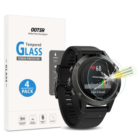 OOTSR [Lot de 4 Verre Trempé Protection d'écran Compatible pour Garmin Fenix 5