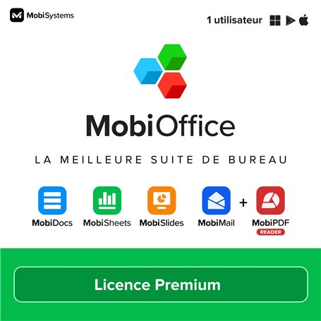 Suite de bureau 4 en 1 MobiOffice Premium pour Windows | Licence Premium | Traitement de texte
