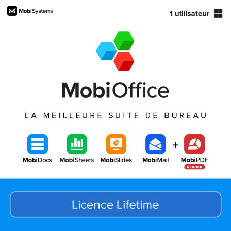 Suite de bureau 4 en 1 MobiOffice Lifetime pour Windows | Licence Lifetime | Traitement de texte