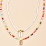 Carufin ensemble de deux pièces bohème coloré perles collier arc - en - ciel coquillage femme et fille bijoux