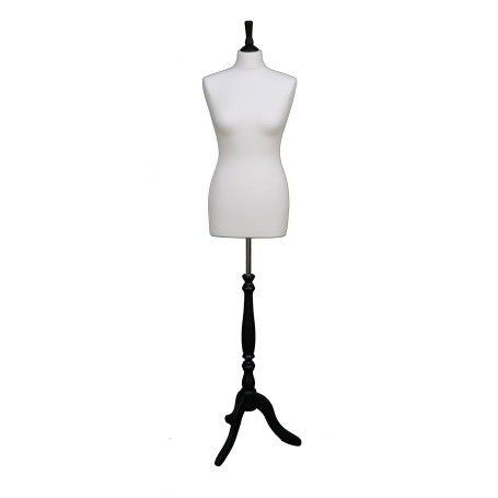 The Shopfitting Shop Deluxe Taille 42 Mannequin Buste Crème Jersey Support trépied en Bois Noir