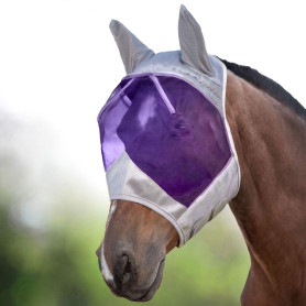 Harrison Howard CareMaster Masque Anti-Mouches Protection Anti-UV avec Oreilles Argent/Violet Poney (S) Harrison Howard CareMaster Masque Anti-Mouches Protection Anti-UV avec Oreilles Argent/Violet Poney (S)