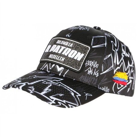 SKR Casquette El Patron Noire et Blanche Print Streetwear Medellin Baseball - Taille Unique - Noir
