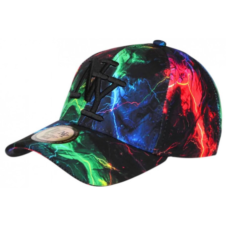 Hip Hop Honour Casquette NY Rouge et Verte Fluo Design Streetwear Baseball Eklyr - Taille Unique - Rouge