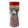 PRADEL ESSENTIEL - Ménagère 24 couverts de table pour 6 personnes - Bistro-Club - Acier inoxydable 18/0, Finition Standard - Rou