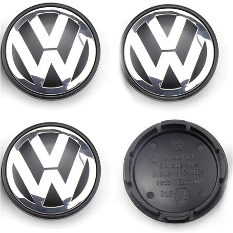 4 pièces Cache Moyeux pour Volkswagen VW 65mm Cache Moyeu Aluminium+ABS Cache de Roue Centrale ABS Accessoires de Voiture