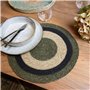 NOVASTYL - Lot 6 Sets de Table Luna Rond 38cm en jonc de mer Naturel et Vert - 5014067