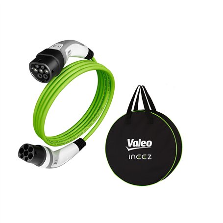 VALEO Ineez - 652102 - Câble de Charge pour véhicules électriques ou Hybrides Rechargeables avec Sac de Transport - Type 2 vers