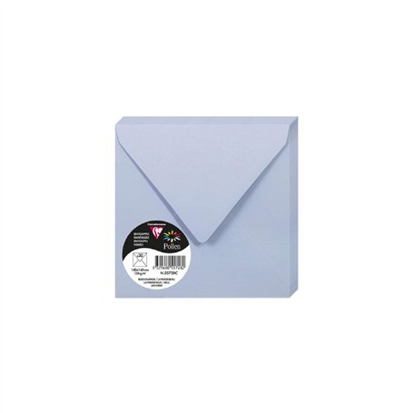 Clairefontaine 55728C - Paquet de 20 Enveloppes Gommées - Format Carré (14x14cm) - 120g/m² - Coloris Bleu Lavande - Invitation E
