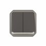 LEGRAND, Plexo New 069806L Interrupteur double pour pièces humides/double bouton-poussoir + bouton-poussoir et contact inverseur