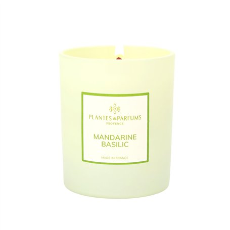 Bougie Parfumée Mandarine Basilic 180g – Cire de Soja 100% Végétale – Fabriquée en France – Mèche Coton – Senteur Agrumes & Jasm