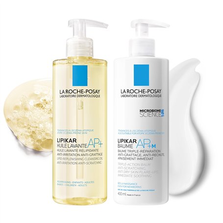 La Roche-Posay | Routine Lipikar | Huile lavante AP+ & Baume AP+M | Répare
