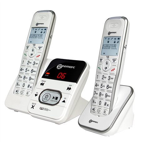 Geemarc Amplidect 295 Duo - Téléphone Amplifié sans Fil et Son Combiné Additionnel avec Répondeur