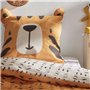 Ensemble parure de lit enfant + coffre de rangement pouf pliable - TODAY - JUNGLE - 140 x 200 cm - Coton