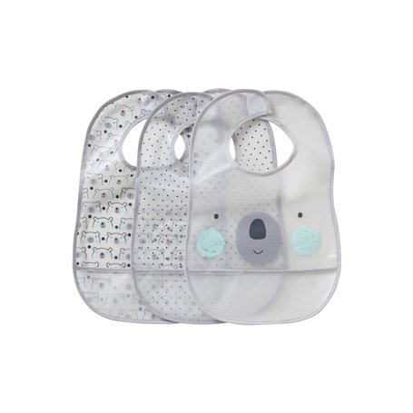 VERTBAUDET Lot de 3 bavoirs plastifiés avec récupérateur assortis ours TU