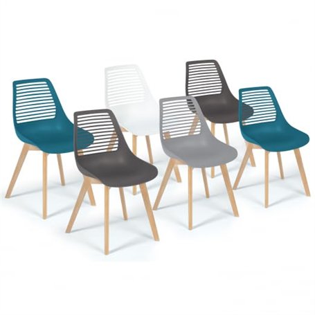 IDMarket - Lot de 6 chaises Bonnie Mix Color Blanc