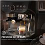 HOMCOM Machine à expresso machine à café à grains 1600W avec moulin à grains, buse vapeur, pompe italienne 15 bars, 1 ou 2 tasse