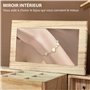 HOMCOM Boîte à bijoux femme à 4 niveaux, coffre à bijoux en bois avec ailes, miroir et 2 tiroirs pour bagues, boucles d'oreilles