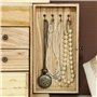 HOMCOM Boîte à bijoux femme à 4 niveaux, coffre à bijoux en bois avec ailes, miroir et 2 tiroirs pour bagues, boucles d'oreilles