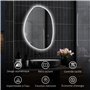HOMCOM Miroir Salle de Bain 70 x 50 cm, Miroir Mural asymétrique, Miroir Salle de Bain avec éclairage LED - Interrupteur Tactile