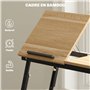 HOMCOM Table de lit Pliable et réglable, Plateau pour Ordinateur Portable avec Plateau inclinable, tiroir, Bureau de lit en Bamb