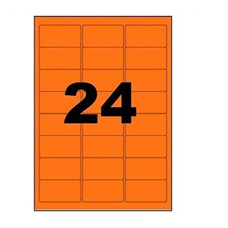 1200 Étiquettes fluo orange 63.5 x 33.9 = 50 feuilles A4 de 24 étiquettes autocollante papier fluo fluorescent orange néon orang