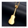 LE BAGACIER - Pendentif Guitare Voyageur Gipsy Acier Plaqué Or + Chaîne