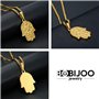 BOBIJOO Jewelry - Pendentif Main de Fatma Marie Fatima Collier Protection Acier Inoxydable Or Doré Plaqué Chaîne