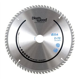 DIAMWOOD - Lame de Scie Circulaire Bois Alu HM Finition Scie à Onglet | Découpe Parfaite | Diamètre 254 mm | 72 Dents Trapézoïda DIAMWOOD - Lame de Scie Circulaire Bois Alu HM Finition Scie à Onglet | Découpe Parfaite | Diamètre 254 mm | 72 Dents Trapézoïda