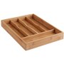 Range Couverts en Bambou - Organiseur pour Tiroir de Cuisine 5 Compartiments – Résistant Durable Ecologique (34 x 25 cm)