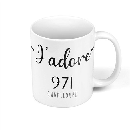 Mug Céramique J'Adore 971 Guadeloupe Departement France Region