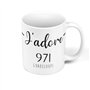 Mug Céramique J'Adore 971 Guadeloupe Departement France Region