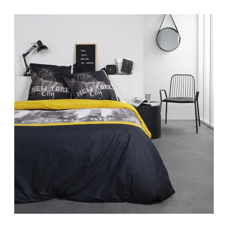 Jeu de draps TODAY Noir Jaune Lit double 220 x 240 cm