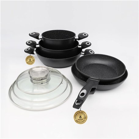 Laguiole - Set 8 Pièces antiadhésif 'Black Ston®' induction