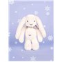 DOUDOU ET COMPAGNIE - Lapin Fleurette Blanc 35 cm – Peluche Ultra Douce pour Bébé avec Foulard Fleuri – Grand Doudou Mixte dès l