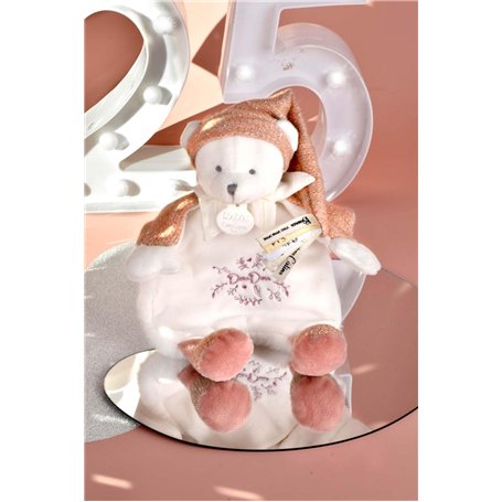 DOUDOU ET COMPAGNIE - Ours Rose Cape Édition 25 Ans – Doudou Peluche Bébé Ultra Doux avec Boîte Cadeau pour Offrir – Idée Cadeau