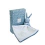 DOUDOU ET COMPAGNIE - Doudou Lapin Bleu avec Boite Cadeau pour Offrir - Doudou Peluche Bébé Ultra Doux avec Mouchoir Blanc à Mot
