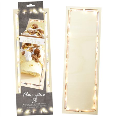 ScrapCooking - Plat à Gâteaux Lumineux LED - Plat Rectangulaire 30cm pour Bûches