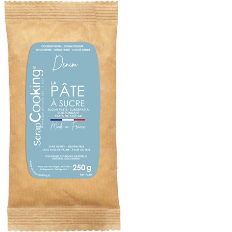 ScrapCooking - Pâte à Sucre Bleue « Denim » 250 g - Colorant d’Origine Naturelle - Sans Gluten